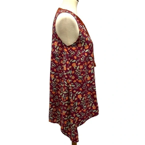 Matilda Jane Teach Me Rust Floral Mixed Print Asymmetrical Tank Top Womens Small - Picture 8 of 11